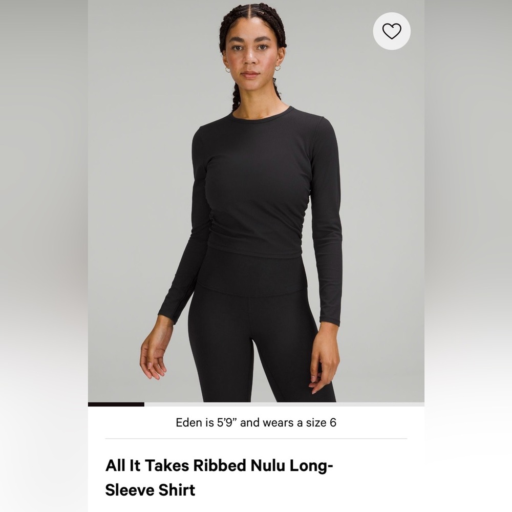 Lululemon All It Takes Ribbed Nulu Long-Sleeve Shirt - Black - size 0